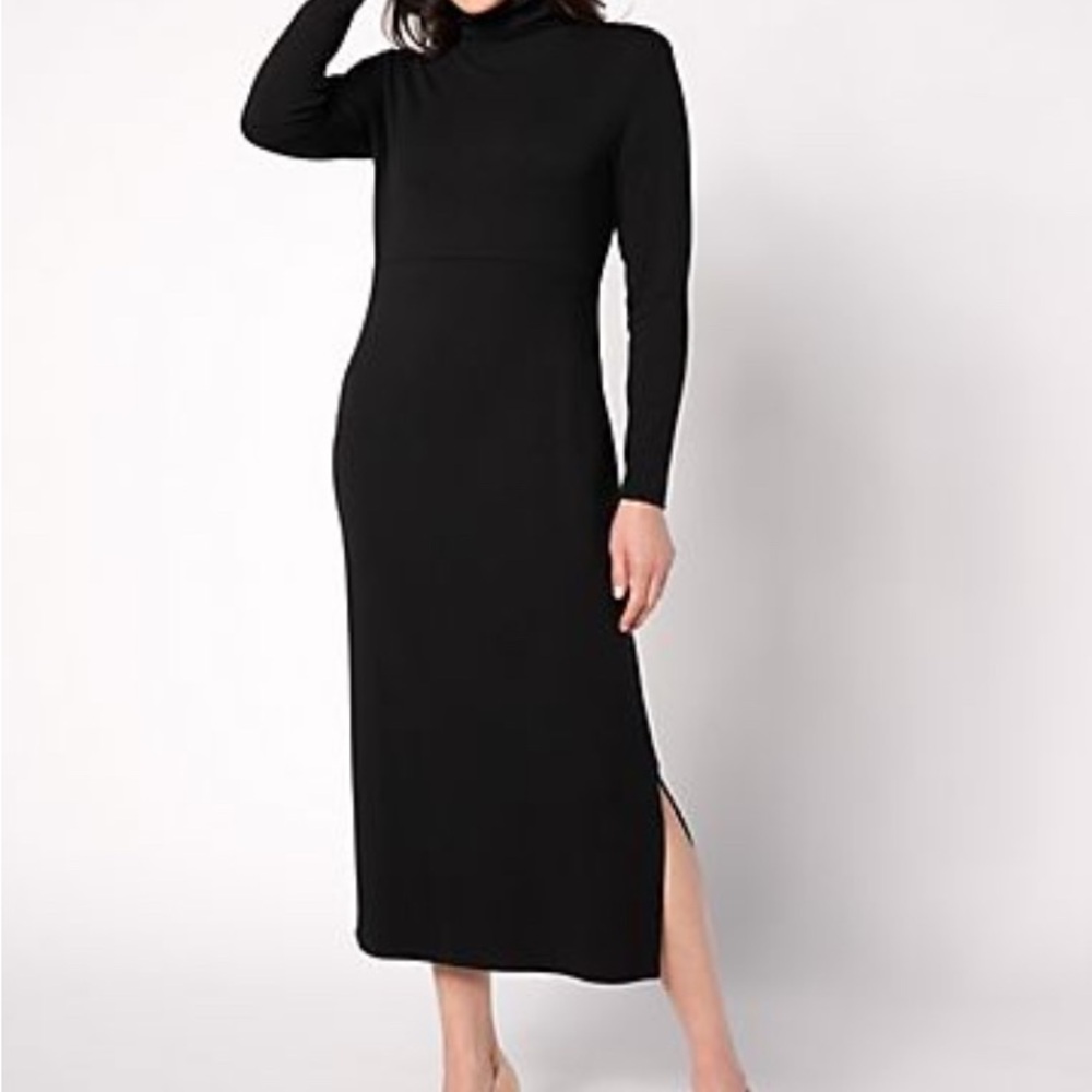 Women with Control Black Long Sleeve Dress